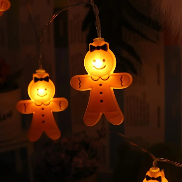 Pepparkaksgubbe LED-ljusslinga, Dekorationsljus, Jultomte Ljusslinga för Festen