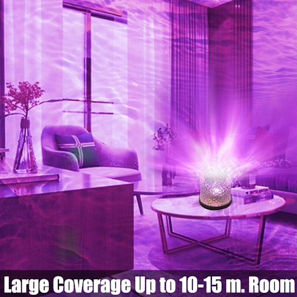 Norrsken Ocean Wave Projector Crown Light, 16 färger gradvis roterande flamvattenlampa, vågnattlampa med fjärrkontroll