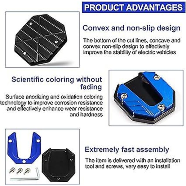2 stk motorcykel sidestativ med 2 unbrakonøgler (6*6*2,5), blå aluminiumslegering motorcykel sidestativ, tyk motorcykel sidestøtte, side S
