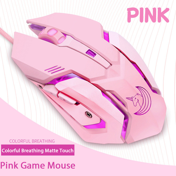 Gamingmus med tyst klick, LED-bakgrundsbelyst optisk spelmus ergonomisk USB-kabelmus kompatibel med bärbar dator PC, 7 knappar, 4 justerbar DPI