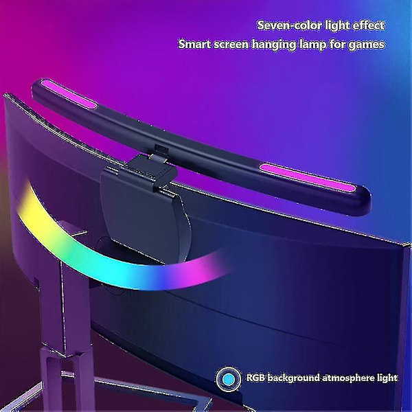Buet skærm Monitor Hængende Lampe Lysstang Rgb Farverig Baggrund Atmosfære Lys Trinløs dæmpning Pc Monitor Lysstang（30SFS Med RGB）