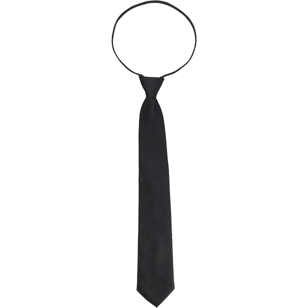 Sorte mænd til drenge clip-on slips ensfarvet ensartet præ-justerbart slips til eksamen bryllup mand