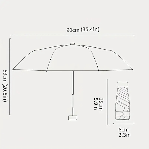 Mini paraply med etui, letvægts bærbar parasol, perfekt til rejser, sol og regn udendørs