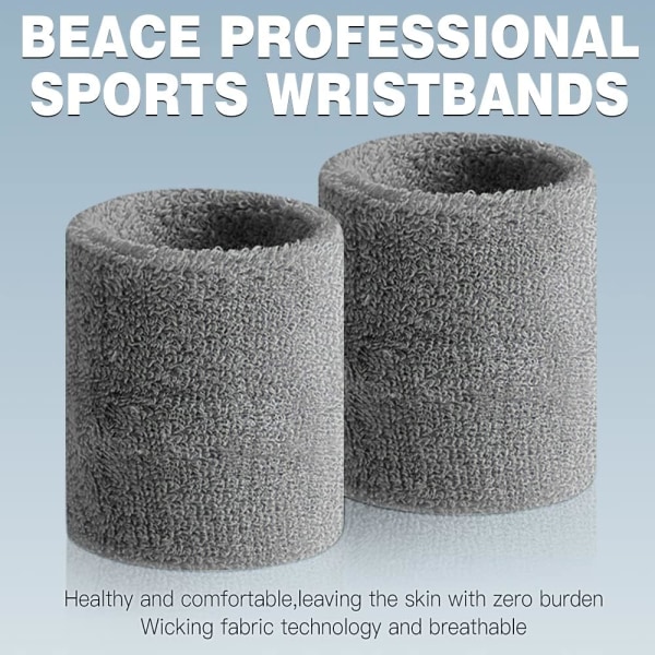 Sportarmband för män och kvinnor - fuktavledande atletisk bomullsfrotté svettband för fitness (6-pack svart, vit, grå)