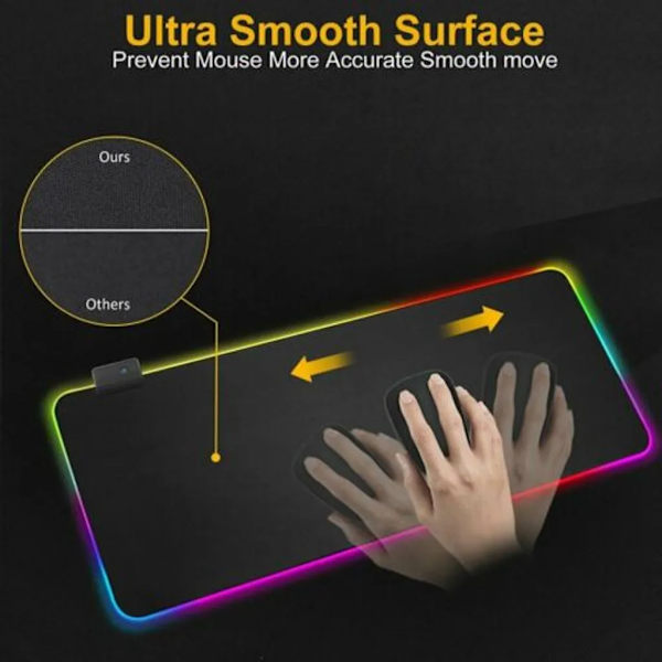 RGB Gaming Musmatta XXL LED Musmatta Stor 800 x 300 x 4 mm 10 Belysningslägen Musmatta Belysning Tangentbordsmatta Extra USB-ingång