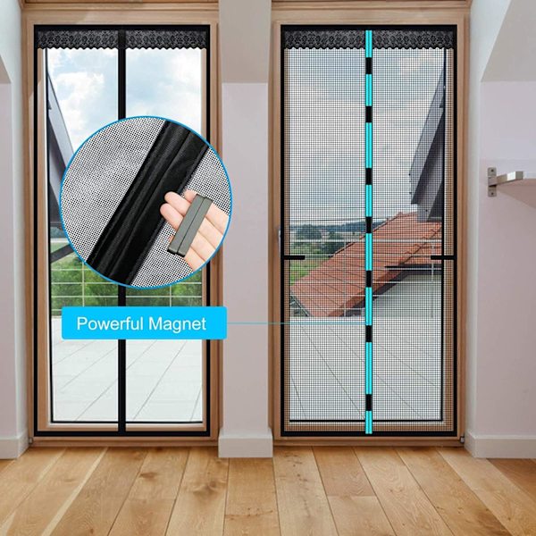 Magnetisk flugskärmdörr, gardin insektsskydd balkongdörr, reptålig, starkare magnetfluggardin för balkongdörr (100 x 210 cm)