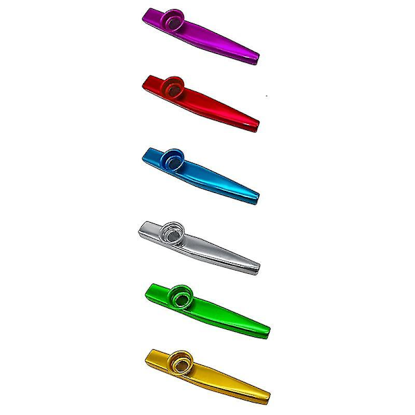 24 pakkauksen metalliset kazoot 24 kpl Kazoo-huilukalvoilla, 6 väriä, hyvä kumppani ukulelelle, viululle (kuten kuvassa)