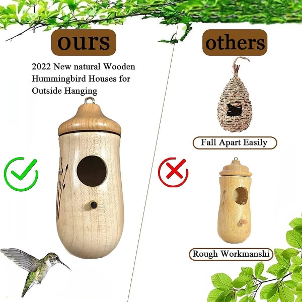3 st Hummingbird House för utomhushängande träkolibribo