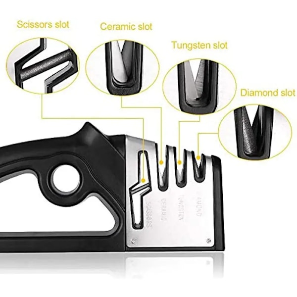 4-i-1 håndslibesæt: wolfram stål, diamant, keramik og saks slibning til grov og medium slibning