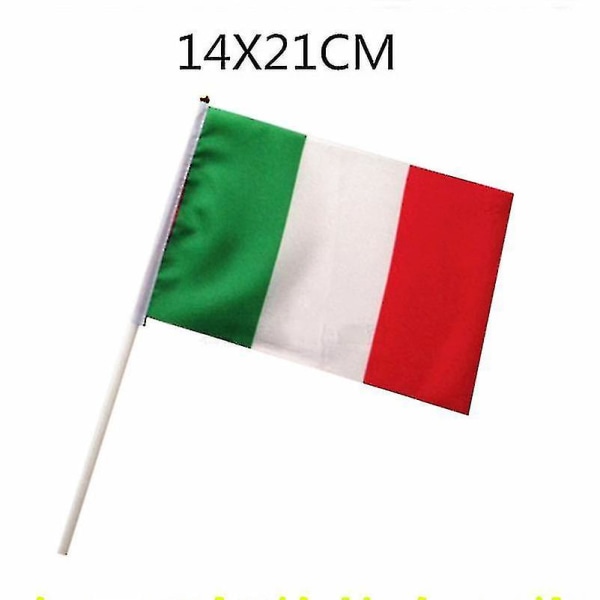 14x21cm 100 stk. Små italienske flag håndvifte med flag Plastflagstænger -t