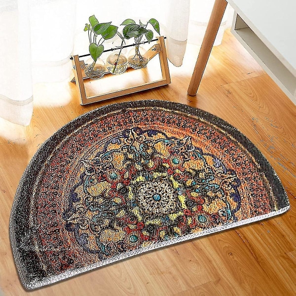 Boho Halv Rund Dørmåtte, Bohemian Sun And Moon Halvcirkel Dørmåtter, Skridsikkert område Tæppe Blød Dørmåtte Til Fordør Indendørs 50x70cm