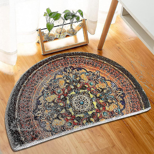 Boho puolipyöreä ovimatto, Bohemian Sun & Moon puoliympyrän muotoiset ovimatot, liukumaton matto Pehmeä ovimatto sisäoveen 50x70cm