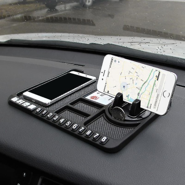Bilinstrumentbræt Anti-Slip Måtte Pad Gps Mobiltelefon Holder Stativ Nummerplade Tilbehør（Blå）