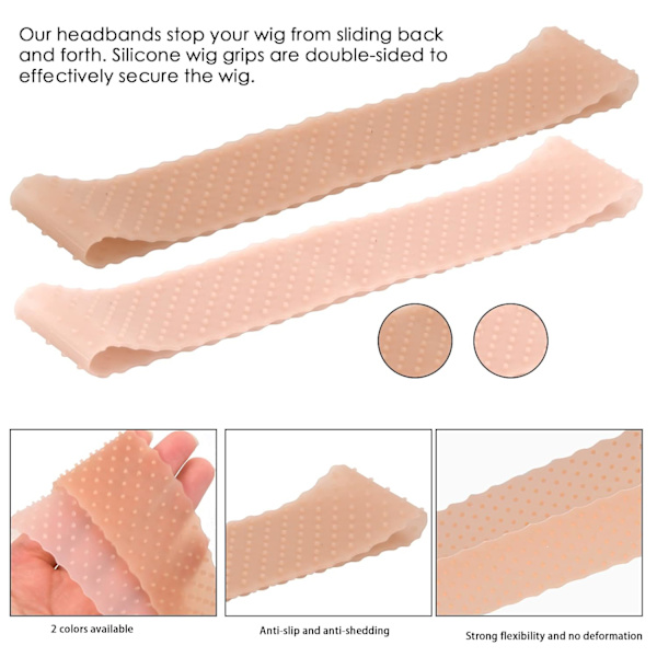 2-pack silikonperukband, halkfri perukgrepp, sömlöst pannband för peruker, elastiskt hårband, perukgreppsband, pannband för kvinnor