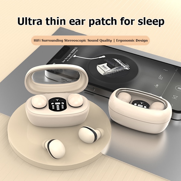 Usynlige Sleep Wireless Earphone Vandtætte Wear 5.3 Mini Trådløse Earbuds Hovedtelefoner til Søvn Dobbelt Støj Ultra-Tynd Ørekontakt 10mm