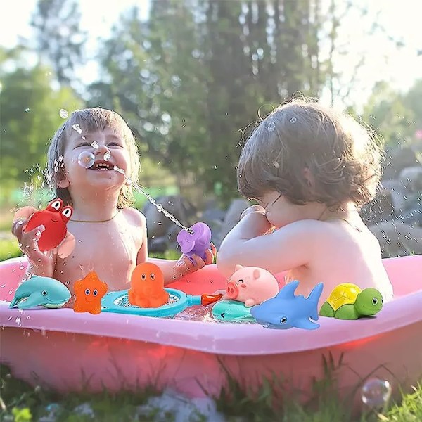 Stykker baby badelegetøj med fiskenet sæt, vandlegetøj baby 1 år, badekar legetøj børn, badekar legetøj