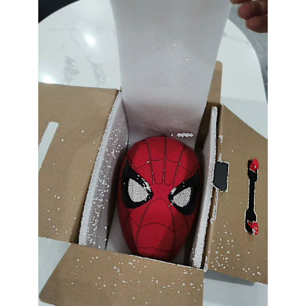 Mascara Spiderman Huvudbonader Cosplay Moving Eyes Elektronisk mask Spider Man 1:1 Fjärrkontroll Elastiska leksaker för vuxna Barn Present（Chin Control）