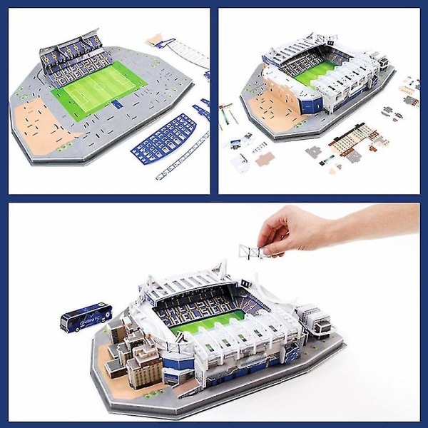 Classic Jigsaw DIY 3d Puzzle World Football Stadium montert bygningsmodell（1 stk，Stamford Bridge）