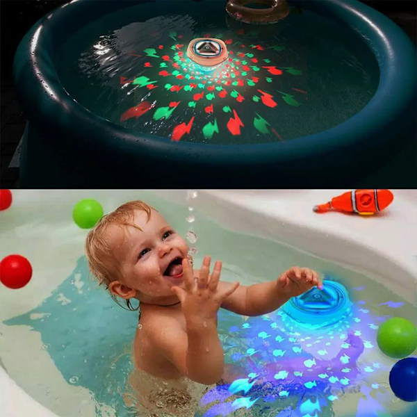 Poolbelysning fiskprojektionsbadljus LED, vattentätt badkarsljus, badleksak med ljus, dammbelysning