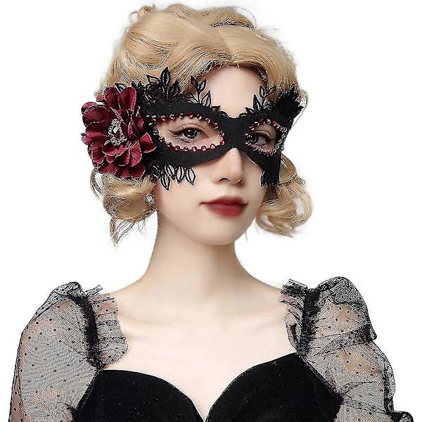 Maskerade maske venetianske masker Blomster halvansigtsmasker Kostumetilbehør til dansefester Karneval balbal Halloween fastelavn