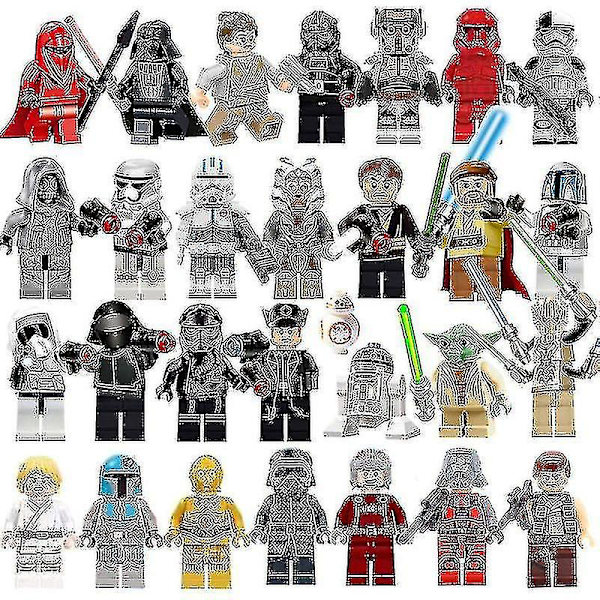 29 stk Star Wars byggekloss minifigur Luke Darth Vader Jedi Master Yoda Toys