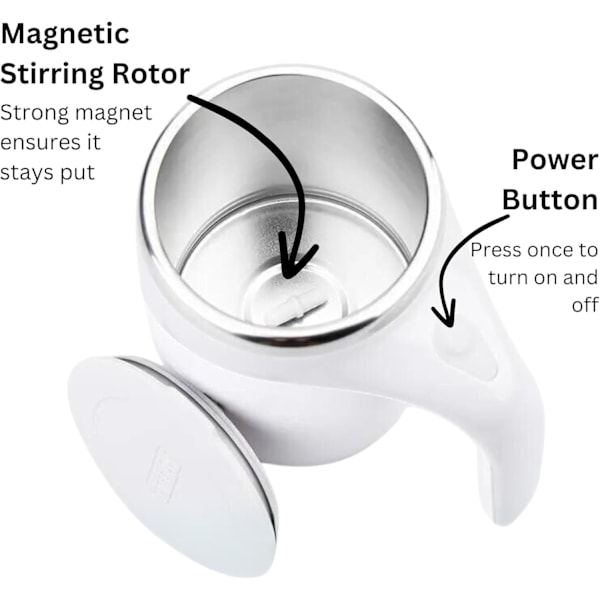 Itse sekoava muki - Automaattinen magneettinen sähköinen kahvimuki, pyörivä sekoituskuppi, toimisto/keittiö/matka/koti 400 ml
