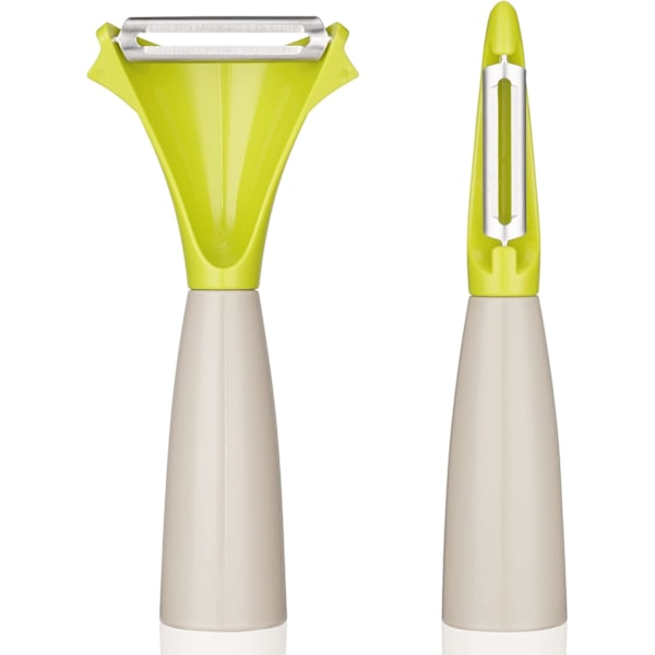 Universell skalare set, 2 delar skalare för frukt grönsaker, stående design, universell skalare rostfritt stål med roterande blad
