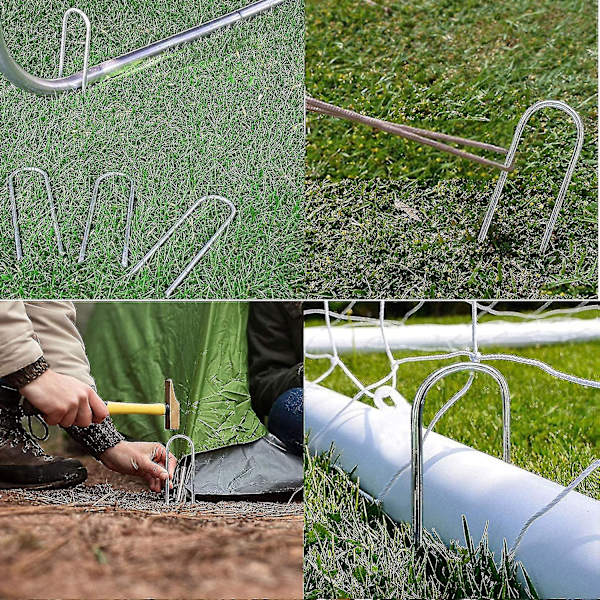 Trampoline Stakes Heavy Duty teltplugger, galvaniserte U-ankre, 8 stk