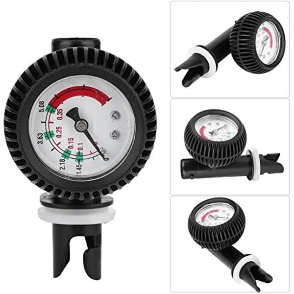 Luftpumpstryckmätare, 0-5 PSI lufttrycksmätare för uppblåsbar kajakbåt surfbrädepump säkerhetsbarometer