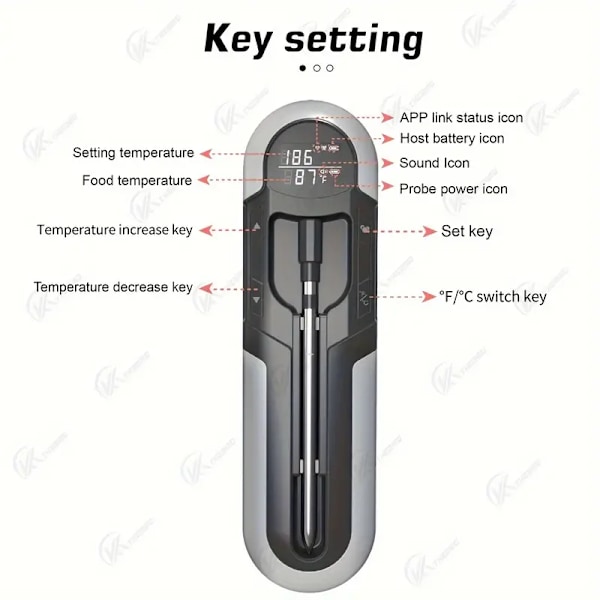 Trådløst stegetermometer, Smart Remote APP, digitalt Bluetooth-madtermometer med vandtæt sonde