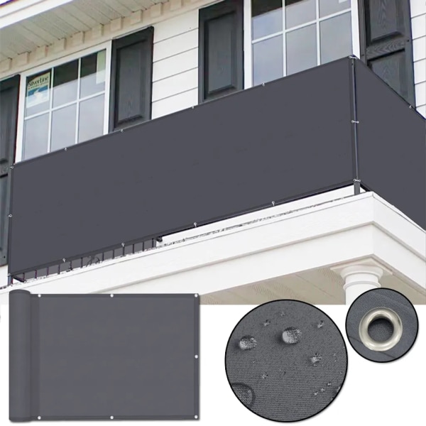 Balkong insynsskydd, cover, vindskydd, balkonginslag, balkongbeklädnad med öljetter, (B*H): 70*300cm, mörkgrå
