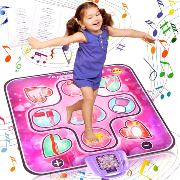 Dance Mat Music Toys:Music Dance Pad Game Girls Toy with LED Lights, 6 Game Modes 5 Challenge Levels - Gifts Toys for Kids 3 4 5 6 7 8 9 10 Years Old