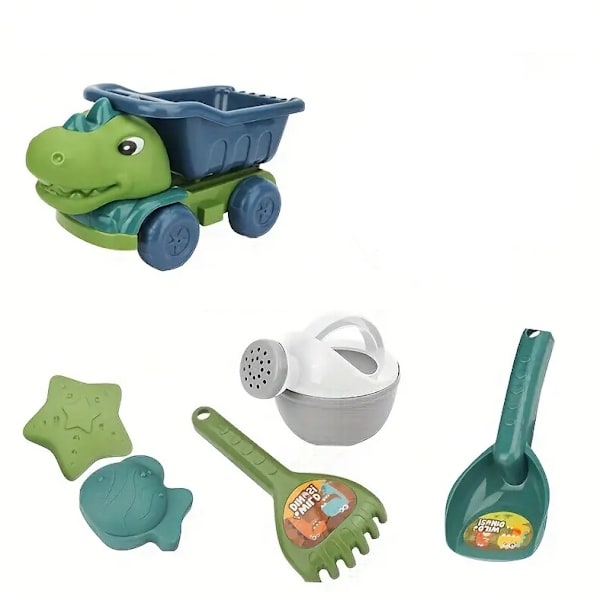 Dinosaur Engineering Vehicle Toy Set, Strandleker for Gutter og Jenter, Morsomt Lekebil