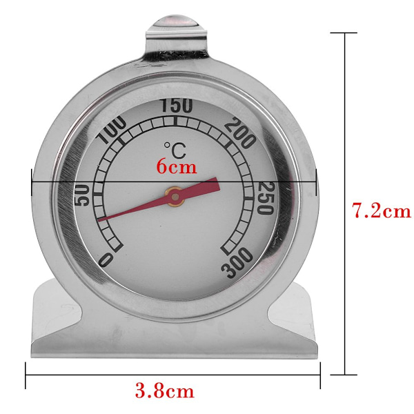 Bakugn termometer i rostfritt stål för höga temperaturer, grillugnsmodell, ugnsvisartermometer 0-300 ℃