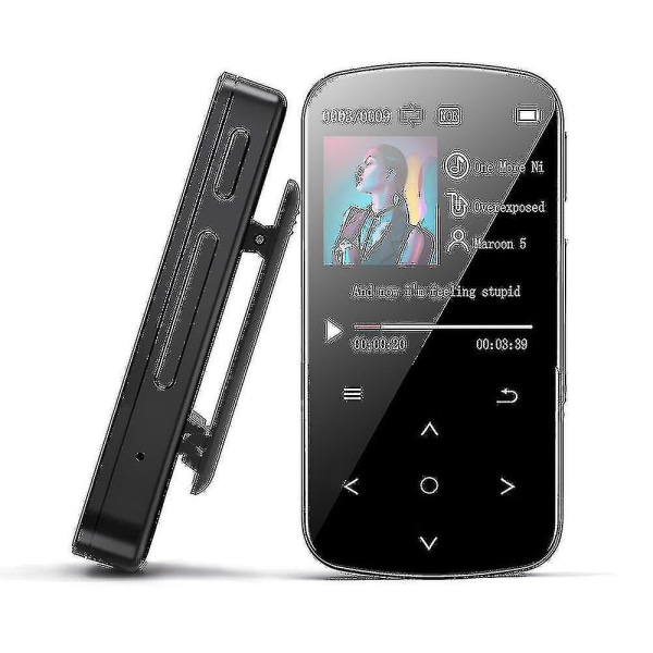 Agptek Mp3-spiller Bluetooth 5.0 Sport 32gb med 1,5 tommers Tft fargeskjerm, mini musikkspiller med klips, støtter opptil 128gb SD