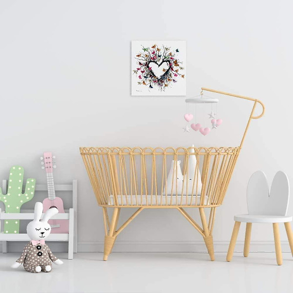 Butterfly Canvas Print Wall Art, Sydämenmuotoiset oksat Värikkäiden perhosten ympäröimänä