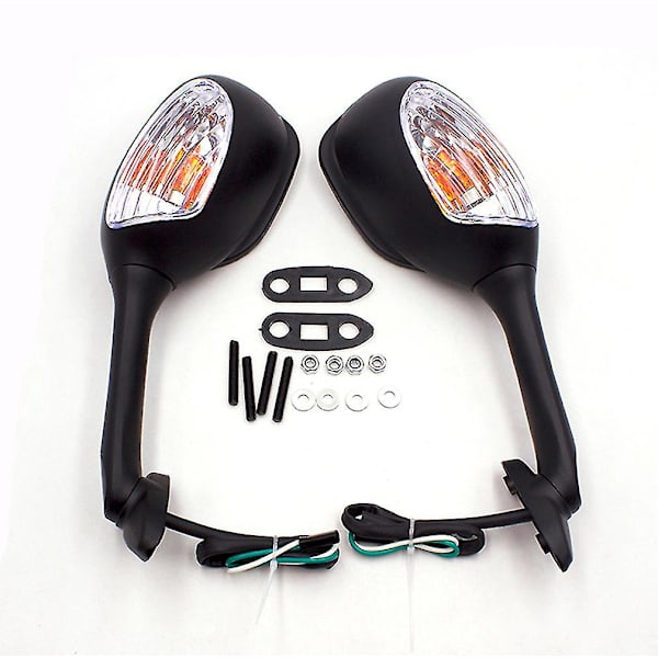 2 stk motorsykkel speil håndtak for Suzuki GSXR GSXR600 750 GSXR1000 2005-2015 med blinklys speil（Klar）