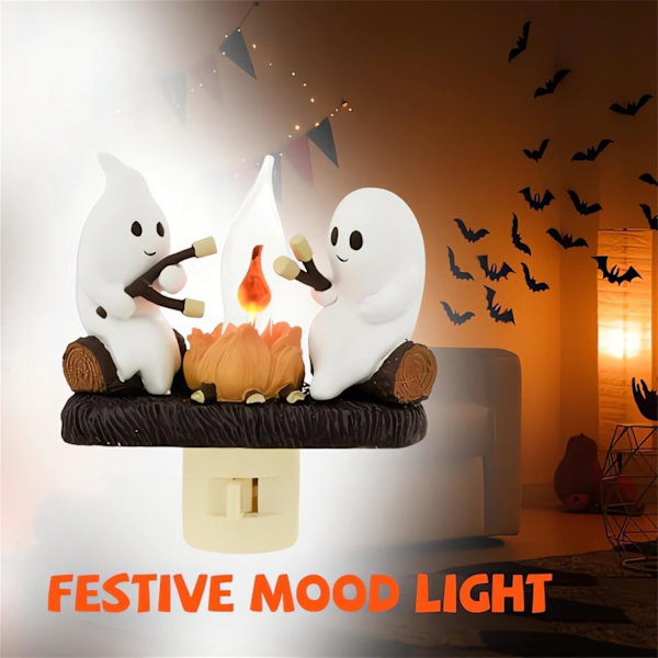 Spøgelsesbål Flimrende Væglampe, Spøgelser Bål Flimmer Flamme Halloween Væglampe, LED Kunstig Bål Væglampe, Halloween Væglampe Indendørs