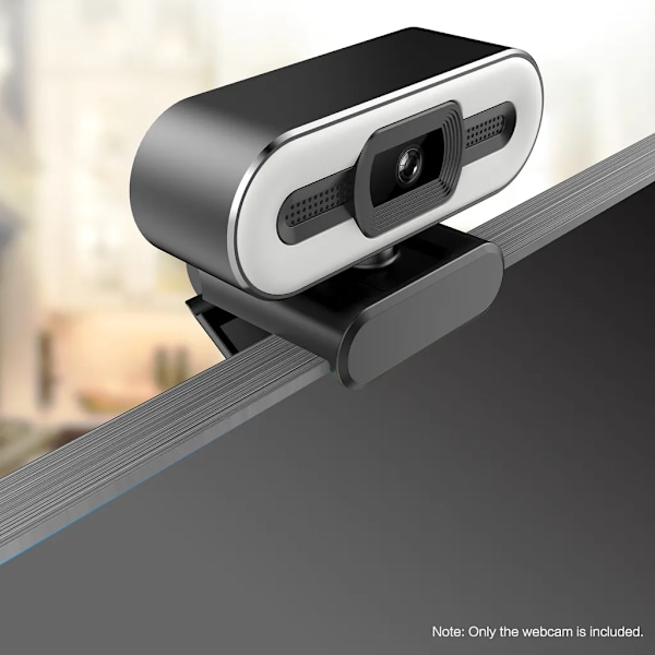 4K USB Plug & Play -verkkokamera sisäänrakennetulla mikrofonilla ja valaistuksella suoratoistoon, videopuheluihin, videoneuvotteluihin ja online-opetukseen
