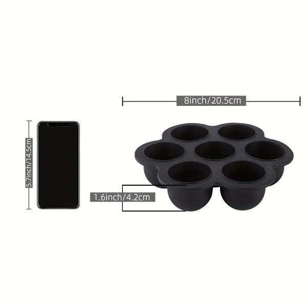 Non-Stick Silikone Airfryer Muffinforme - 7 Hulrum Runde Pudding Cupcake Opskrift Bakke Bageforme til Sund og Lækker Bagning
