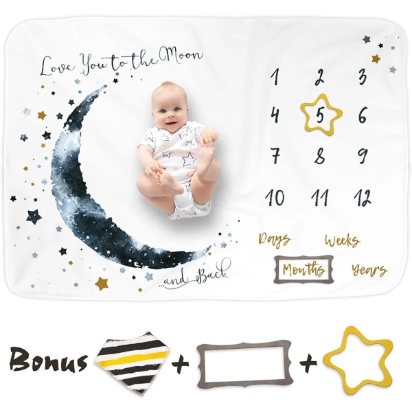 Luka&Lily Baby Milestone Monthly Filt - 150 x 100 cm - Fotofotograferingsfilt för pojkar - För nyfödd eller som fantastiska festpresenter - Baby Milstolpar