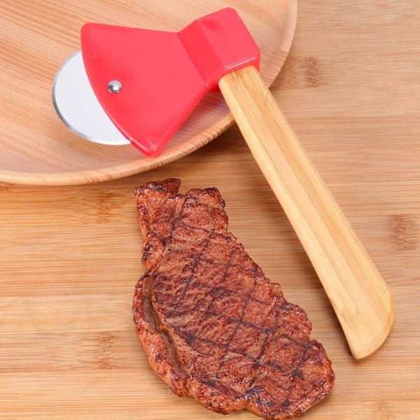 Ruostumattomasta teräksestä valmistettu pizzaleikkuri, pyöreä kirvespizzaleikkuri, kitchypizzaleikkurin pyörä, kädessä pidettävä ruoanleikkuri kotiin
