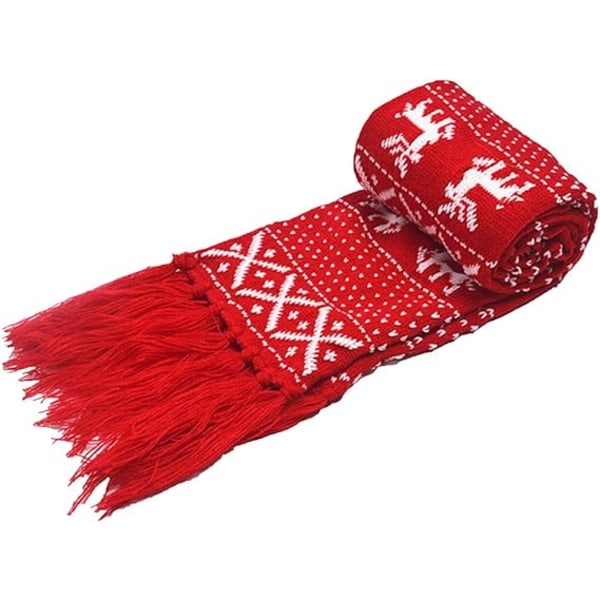 Varm halsduk, unisex scarf, julscarf med rensnöflinga, varm höst- och vinterscarf, stickad lång halsduk, röd