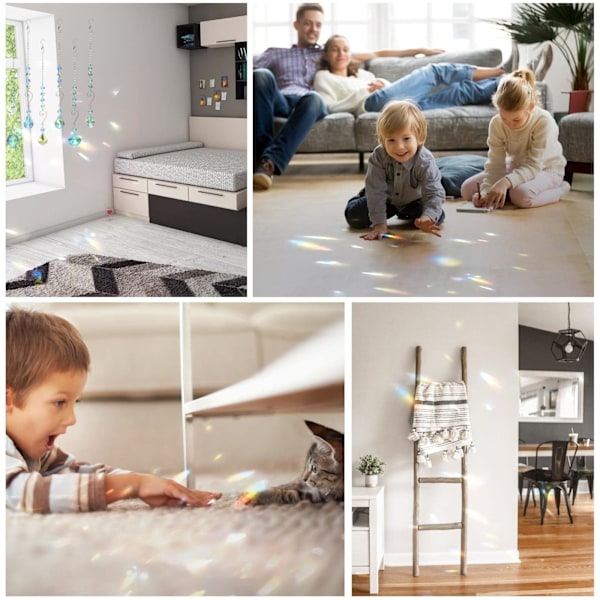 Solskydd inomhus fönster solfångare kristaller pärlor med kedja regnbågar prismor bollar hänge färgglada kristaller prydnader för fönster