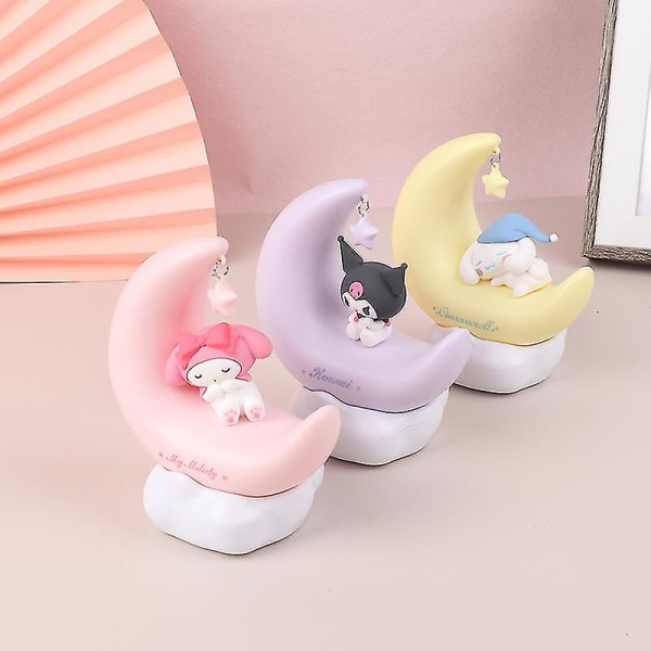 Moon Led Lys Anime Kuromi Cinnamonroll Kawaii Tilbehør Ornament Natlys（Cinnamon hund）