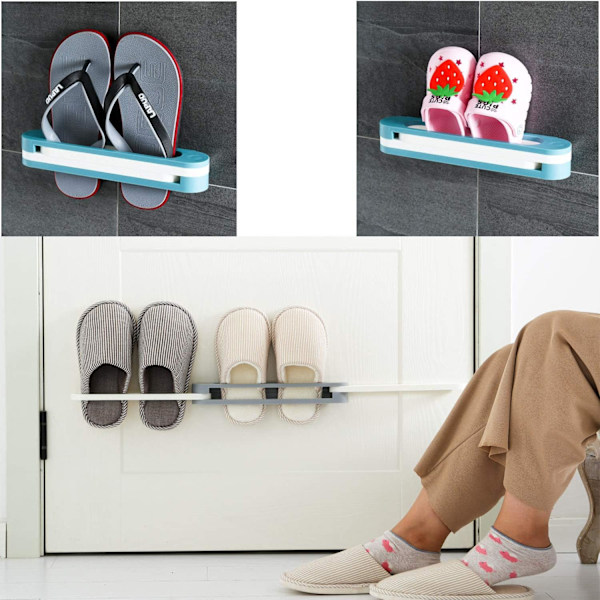 Slippers Rack, Hængende skorearrangør, 3 i 1 foldeholder, skoholder, vægmonteret skoholder og badehåndklædearrangør