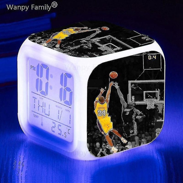 Basketballvækkeur 7 farveskift Multifunktion Noctilucence Elektronisk ur Børneværelse Wake Up Timer Fødselsdagsgave til barn[HSFff]（Army Green）