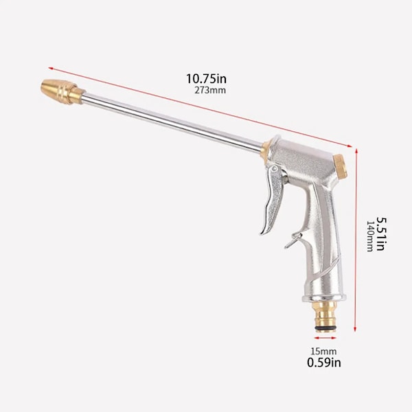 Høytrykks vannpistol Hage Høytrykks hagedusj Metall Justerbar Høytrykks metallsprøytepistol for bilvask Hagearbeid