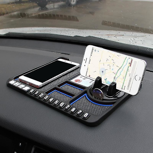 Auton kojelaudan liukumaton mattoalusta GPS-matkapuhelimen pidiketelineen numerokilven lisävarusteet（Sininen）