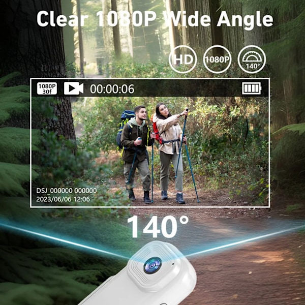 Mini WiFi -toiminta kamera, 1080P 30fps digitaalinen videokamera 0,96\" LCD-näytöllä, sisäänrakennettu ladattava akku, liikeilmoitus magneettitoiminnolla